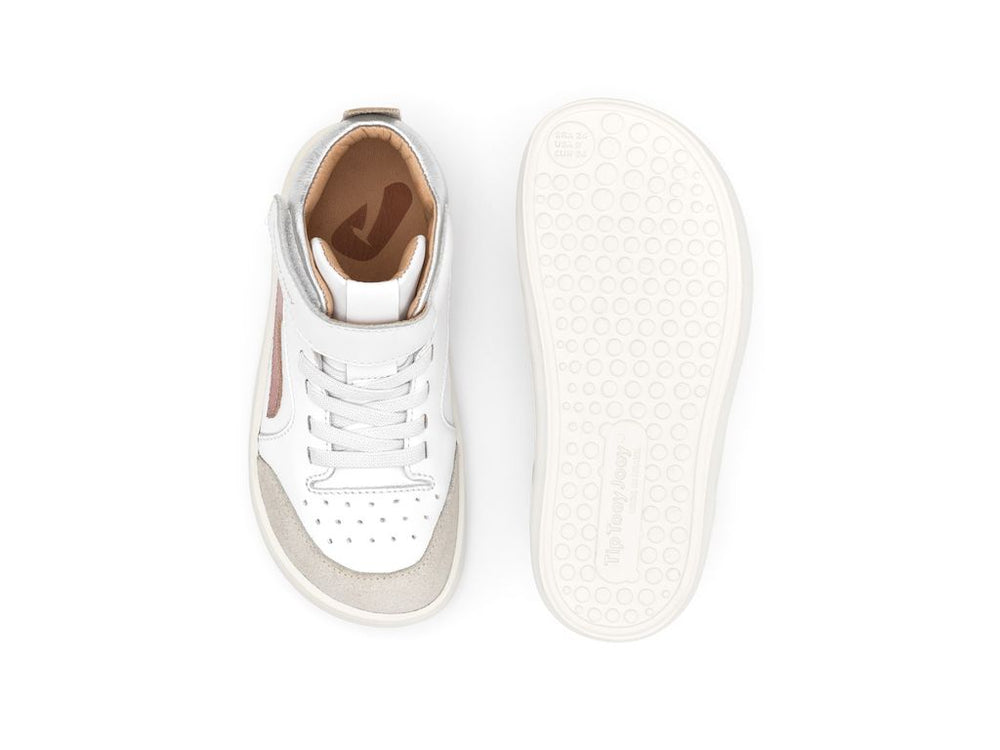 Tip Toey Joey Kidos Landy High Top White Rose Gold Sterling Silver