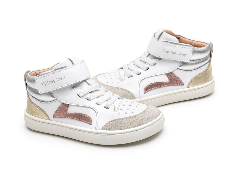 Tip Toey Joey Kidos Landy High Top White Rose Gold Sterling Silver