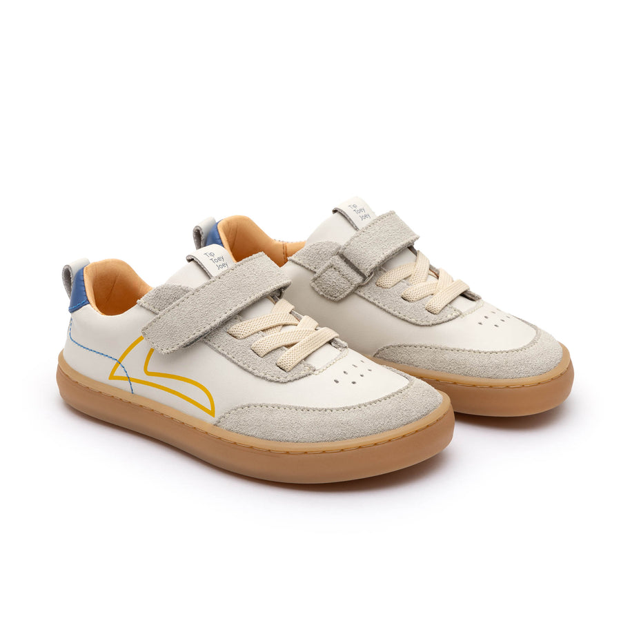 Tip Toey Joey Kidos Outline Tapioca Ivory Suede Blue Tang