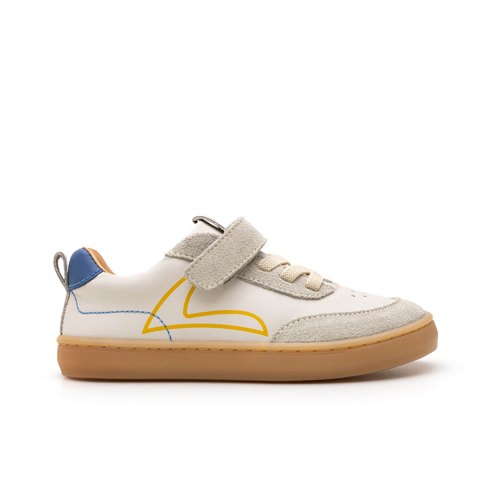 Tip Toey Joey Kidos Outline Tapioca Ivory Suede Blue Tang