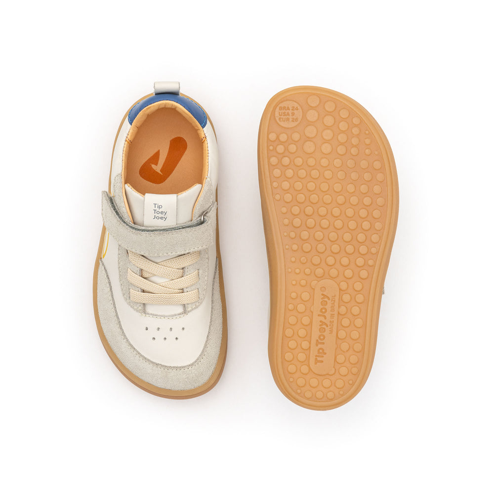 Tip Toey Joey Kidos Outline Tapioca Ivory Suede Blue Tang