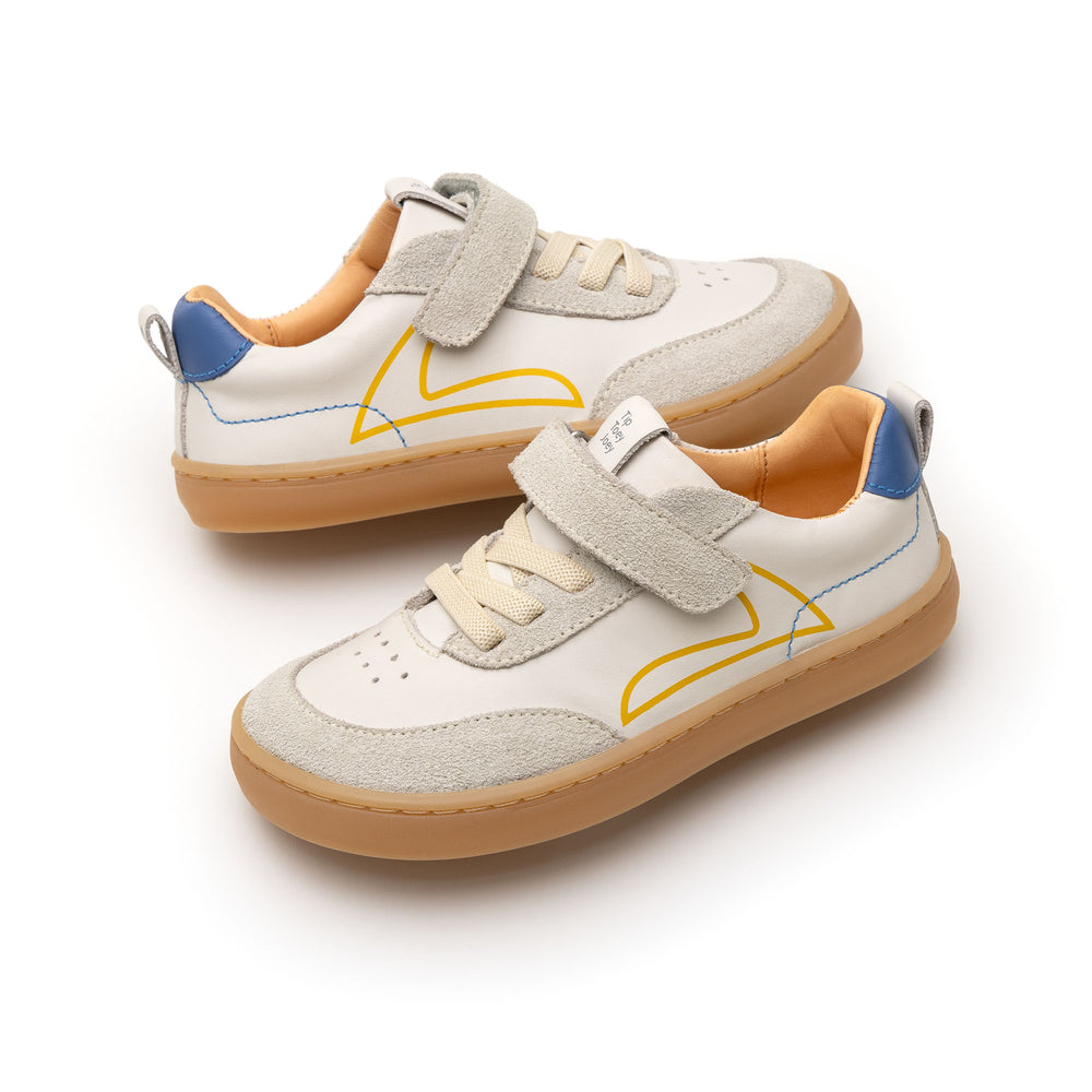 Tip Toey Joey Kidos Outline Tapioca Ivory Suede Blue Tang