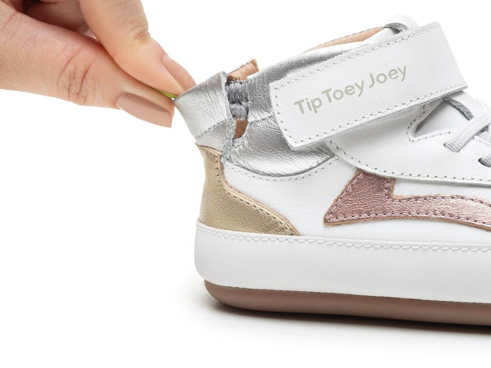 Tip Toey Joey Primeiros Landy Hight Top White Rose Gold Sterling Silver
