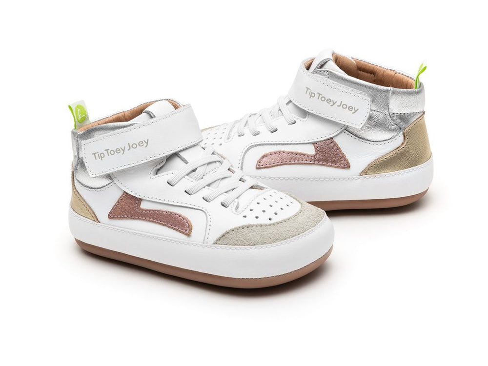 Tip Toey Joey Primeiros Landy Hight Top White Rose Gold Sterling Silver