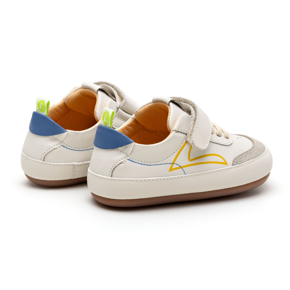 Tip Toey Joey Primeiros Outline Tapioca Ivory Suede Blue Tang