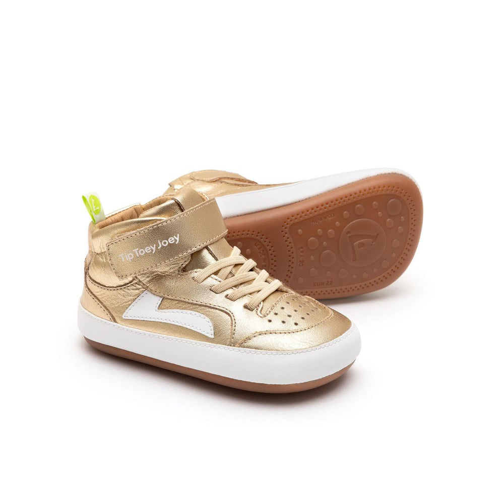 Tip Toey Joey Primeiros Landy High Top Metal Gold White