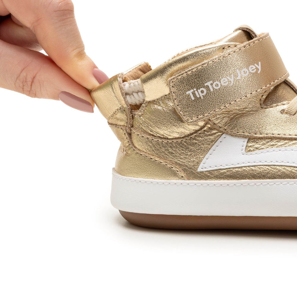 Tip Toey Joey Primeiros Landy High Top Metal Gold White