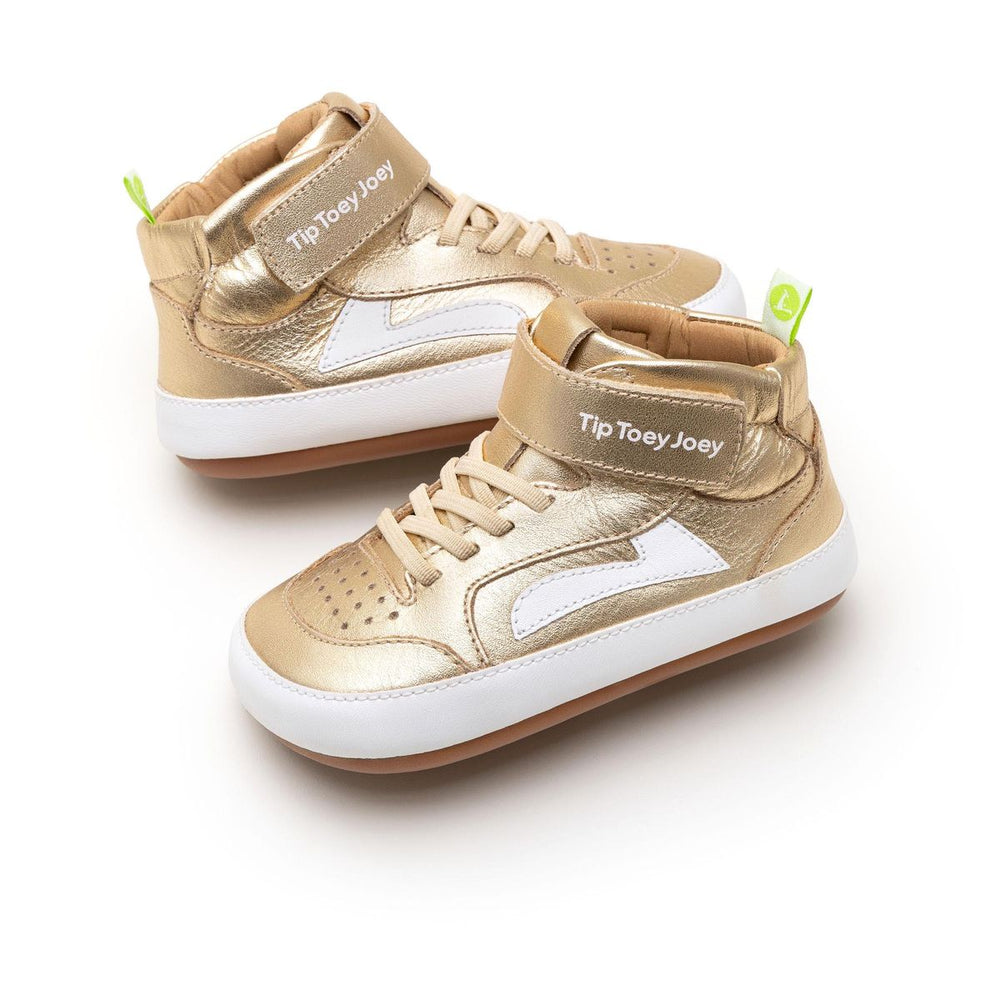 Tip Toey Joey Primeiros Landy High Top Metal Gold White