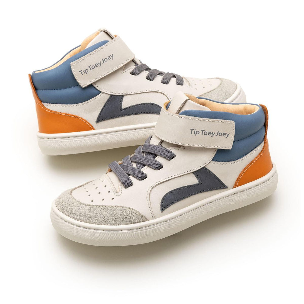Tip Toey Joey Kidos Landy High Top Tapioca Slate Blue Tangerine