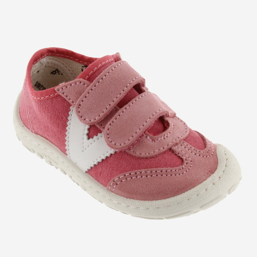 Victoria Barefoot Bosco Velcros Lona Fresa