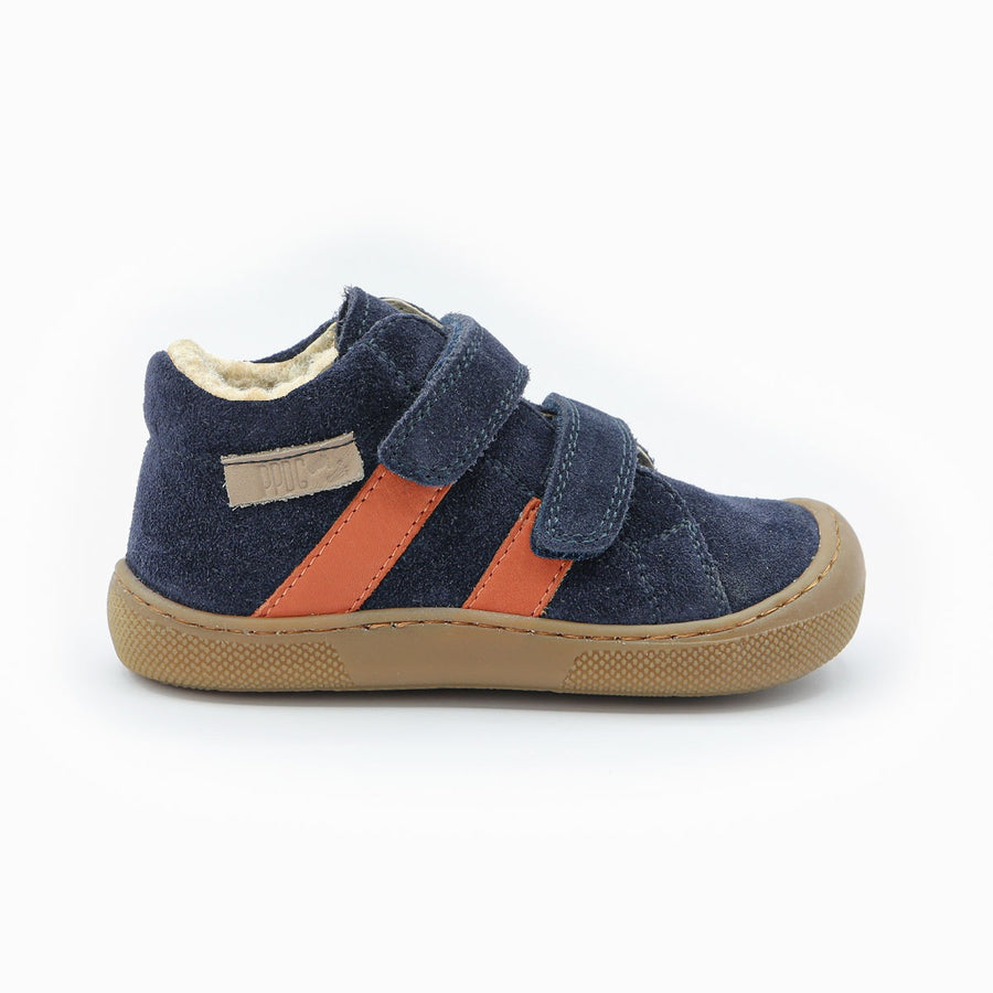Naturino Barefoot Grimby Velcros Wool Navy Dark Orange