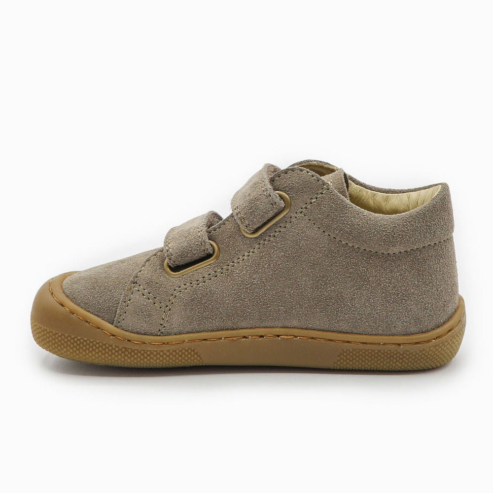 Naturino Barefoot Grimby Velcros Suede Mud Cognac