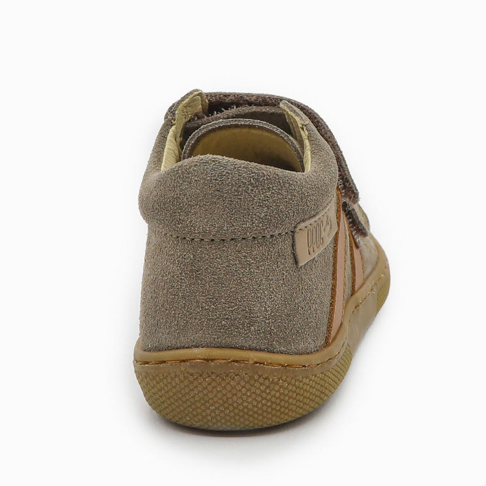 Naturino Barefoot Grimby Velcros Suede Mud Cognac