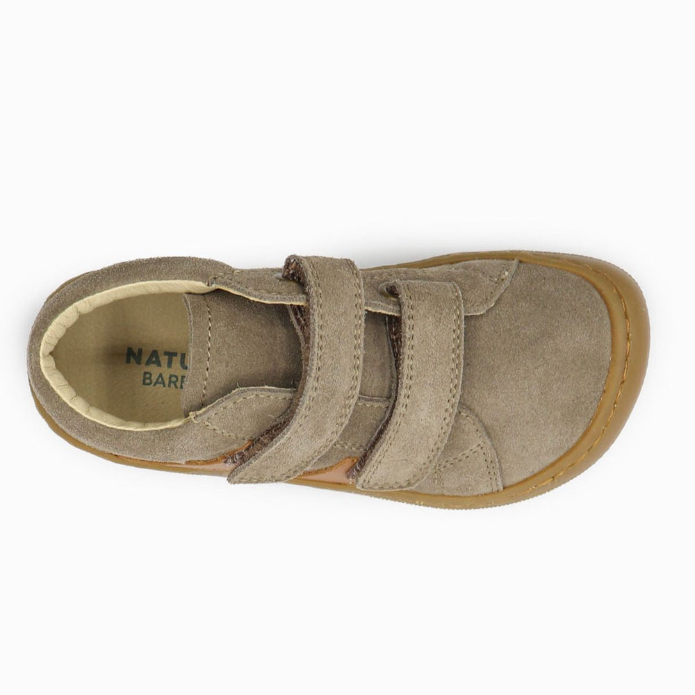 Naturino Barefoot Grimby Velcros Suede Mud Cognac