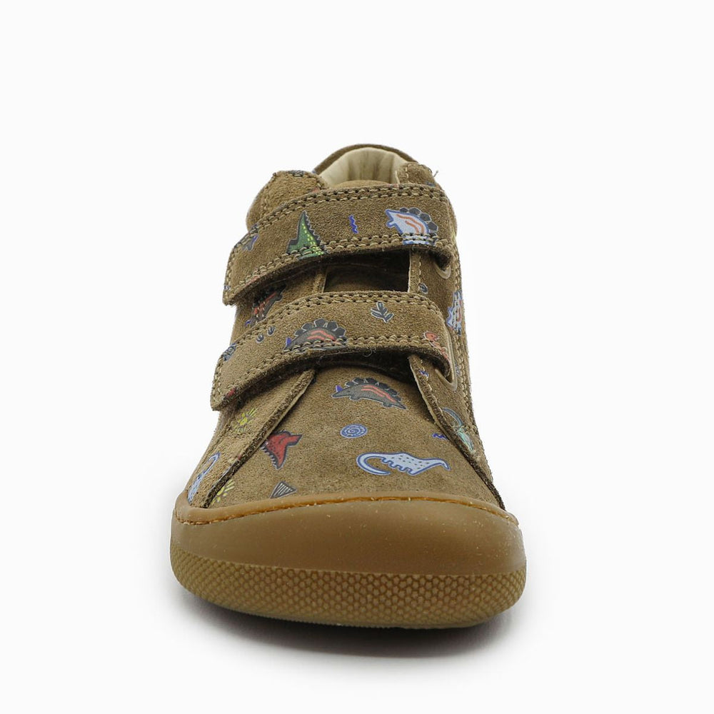 Naturino Barefoot Kommy Velcros Suede Dinoland Light Brown
