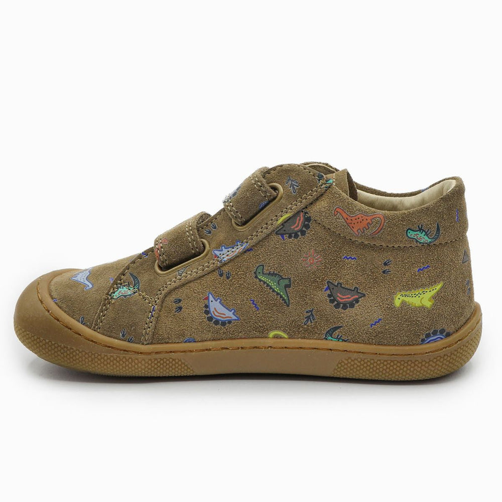 Naturino Barefoot Kommy Velcros Suede Dinoland Light Brown