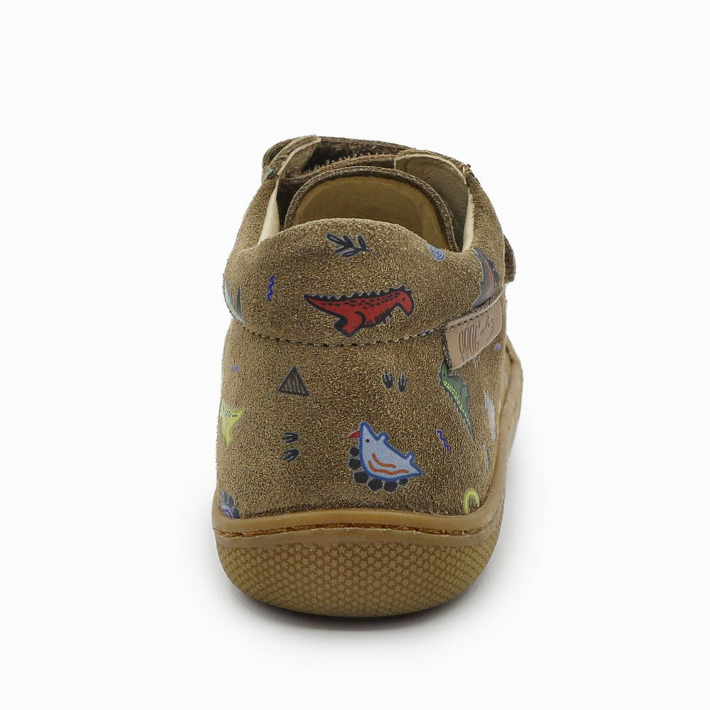 Naturino Barefoot Kommy Velcros Suede Dinoland Light Brown