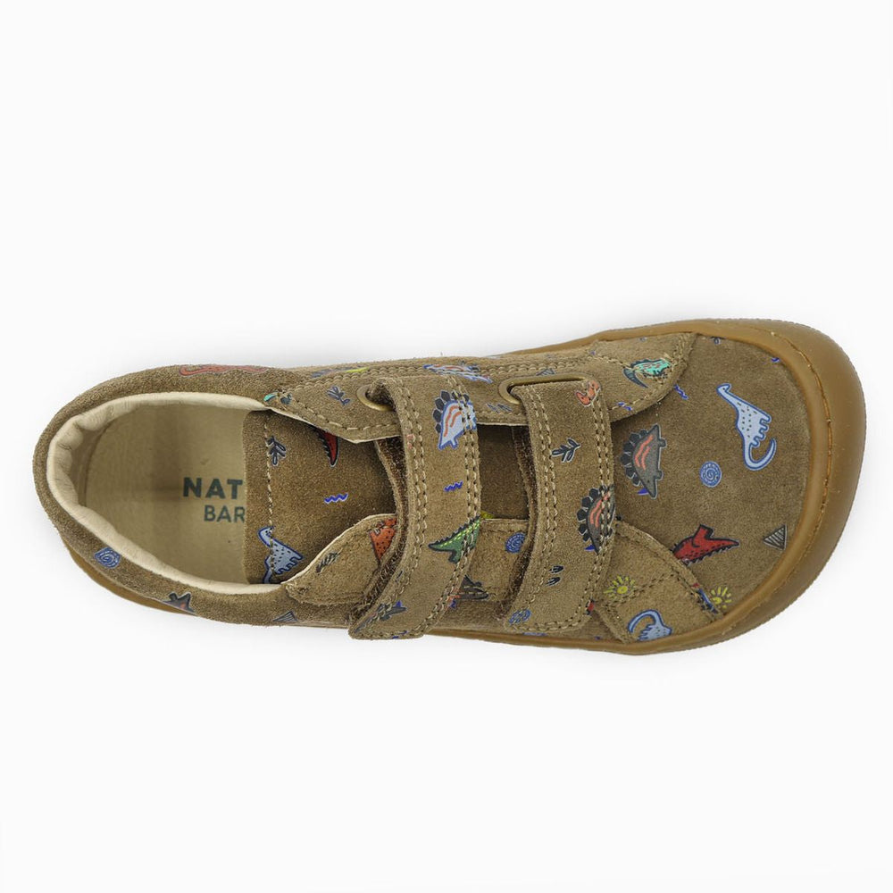 Naturino Barefoot Kommy Velcros Suede Dinoland Light Brown