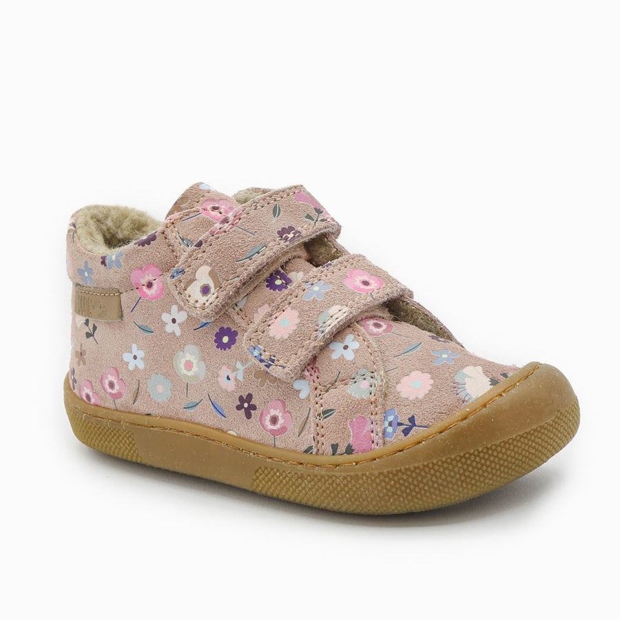 Naturino Barefoot Kommy Velcros Suede Flowering Wool Rose