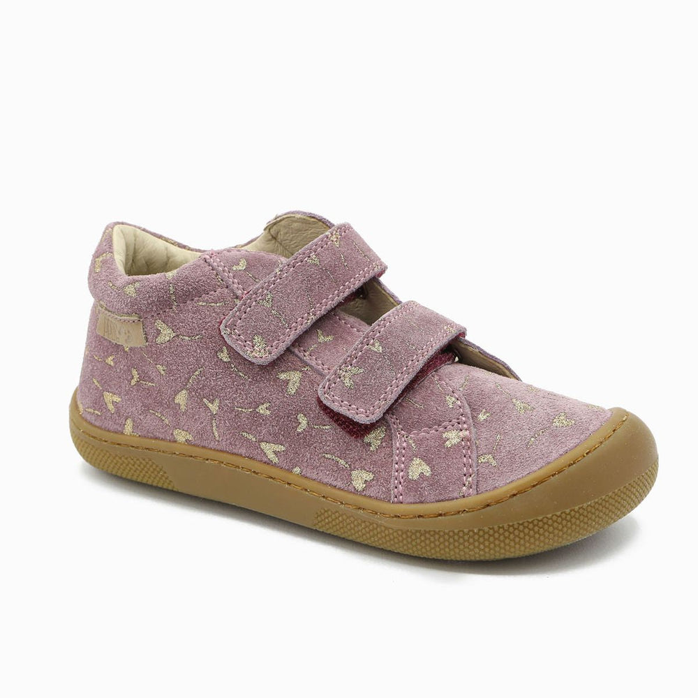 Naturino Barefoot Kommy Velcros Suede Glitter Flower Hearth Magnolia
