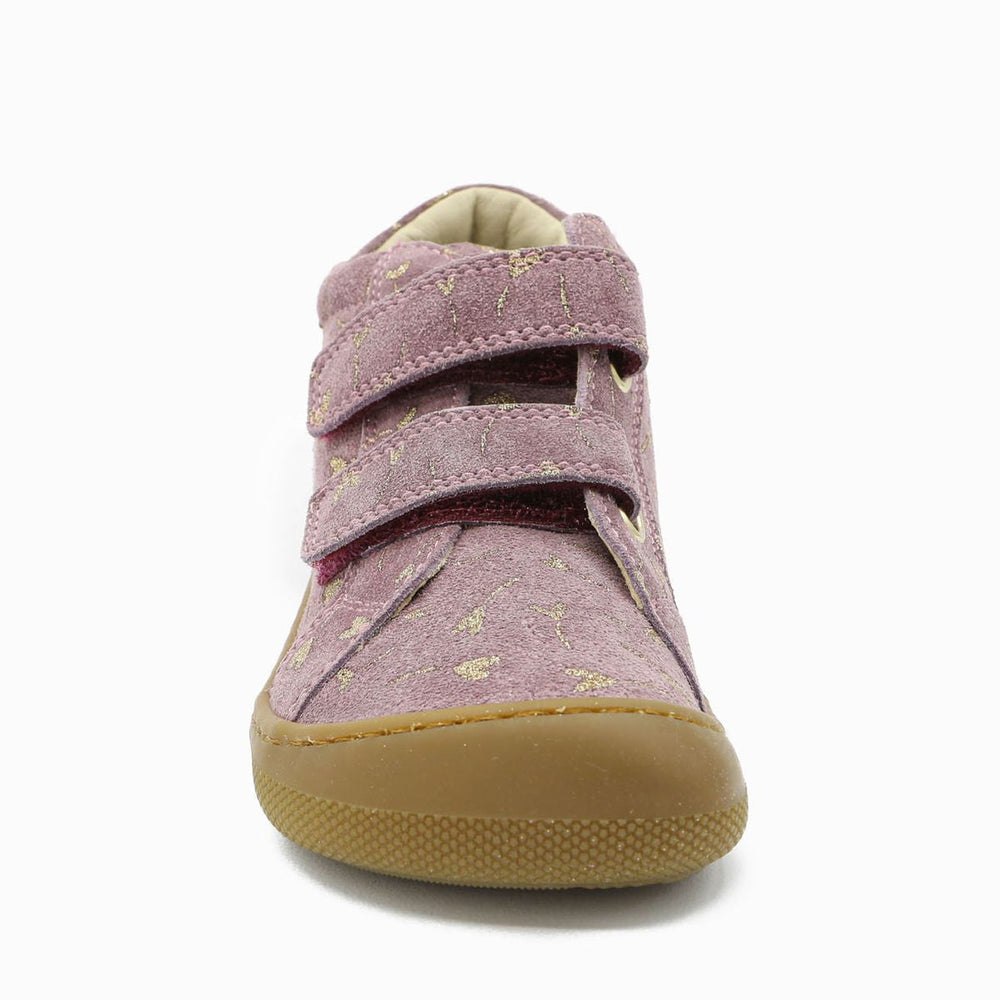 Naturino Barefoot Kommy Velcros Suede Glitter Flower Hearth Magnolia