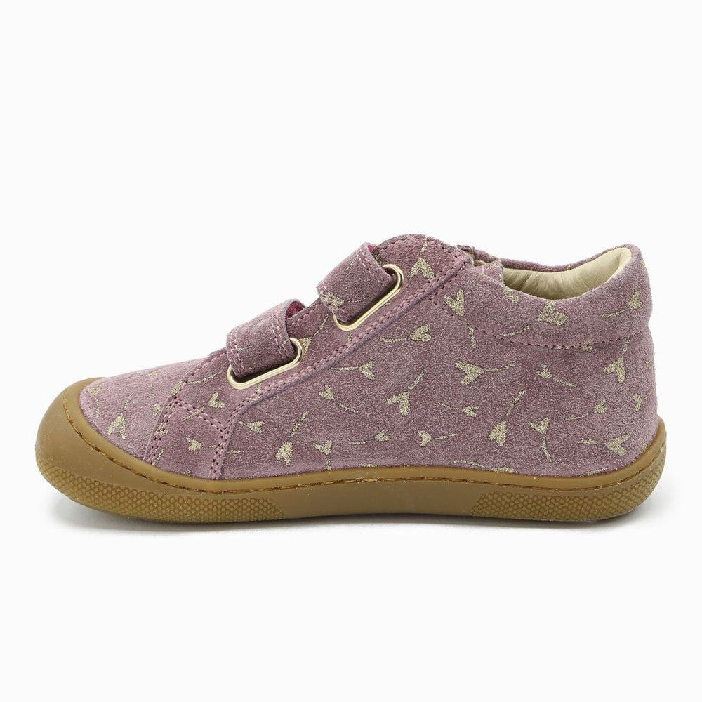 Naturino Barefoot Kommy Velcros Suede Glitter Flower Hearth Magnolia