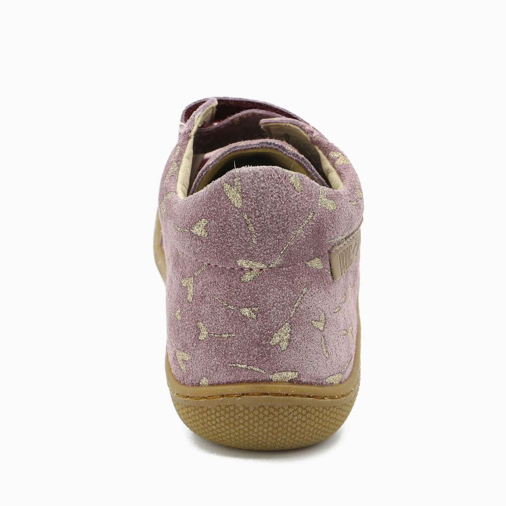 Naturino Barefoot Kommy Velcros Suede Glitter Flower Hearth Magnolia