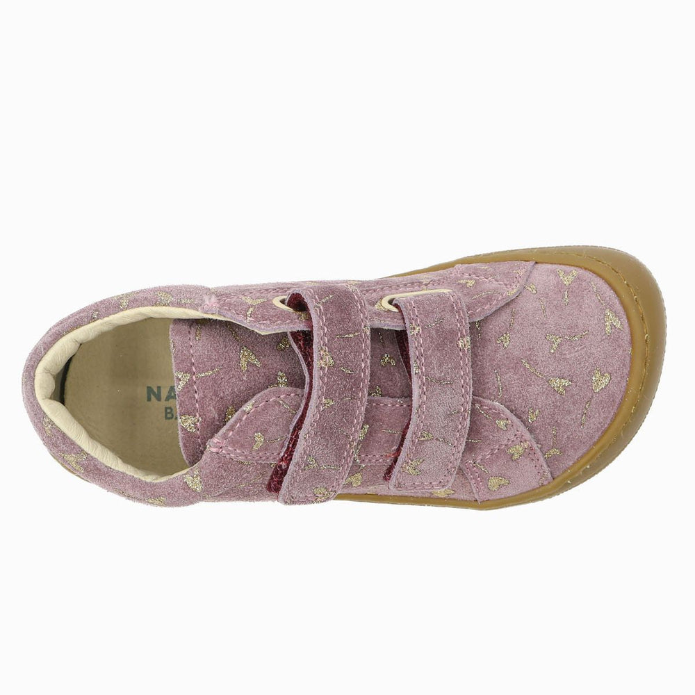 Naturino Barefoot Kommy Velcros Suede Glitter Flower Hearth Magnolia