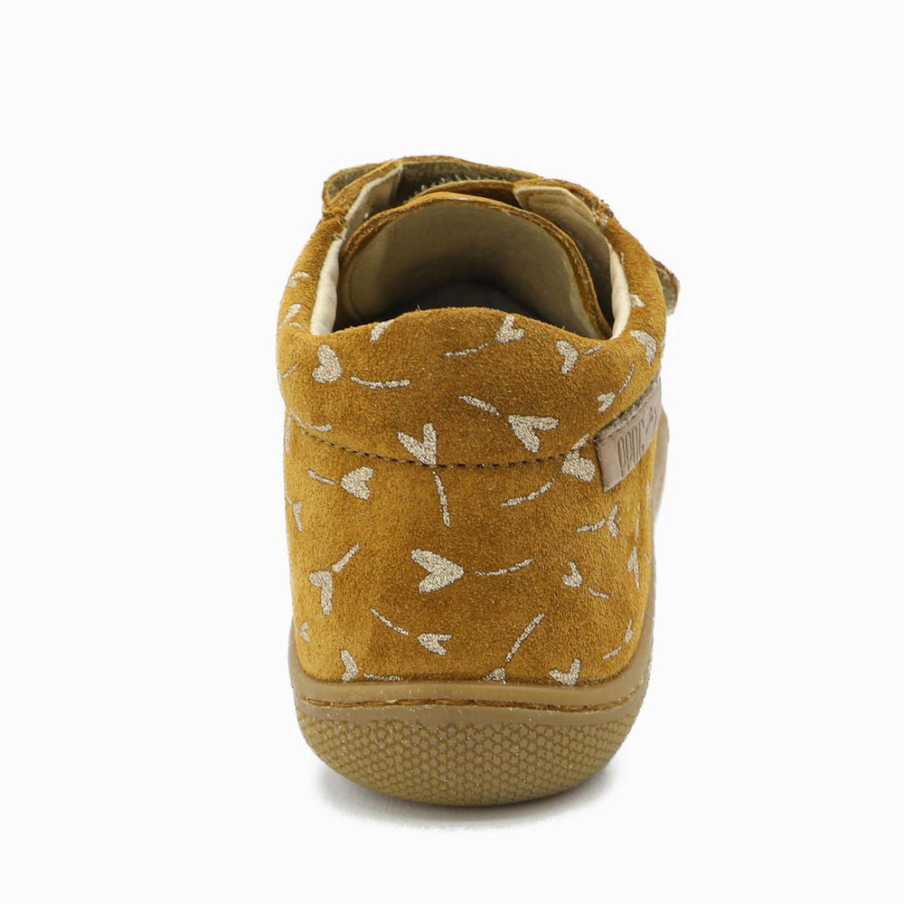 Naturino Barefoot Kommy Velcros Suede Glitter Flower Hearth Nocciola