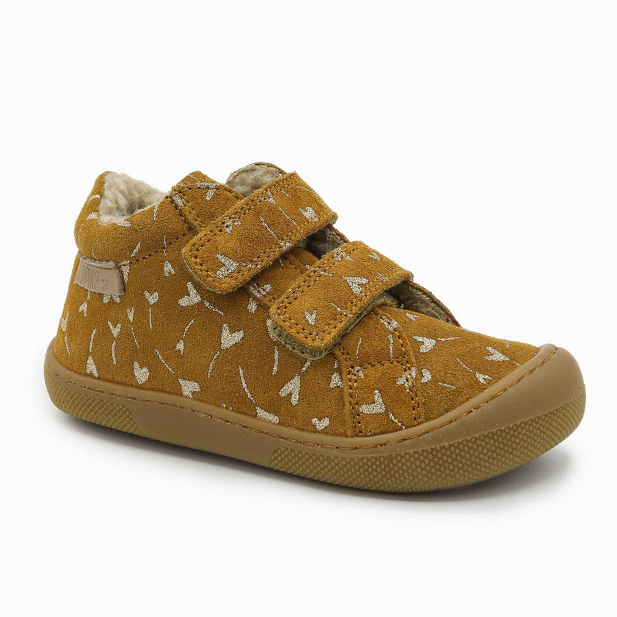 Naturino Barefoot Kommy Velcros Suede Glitter Flower Hearth Wool