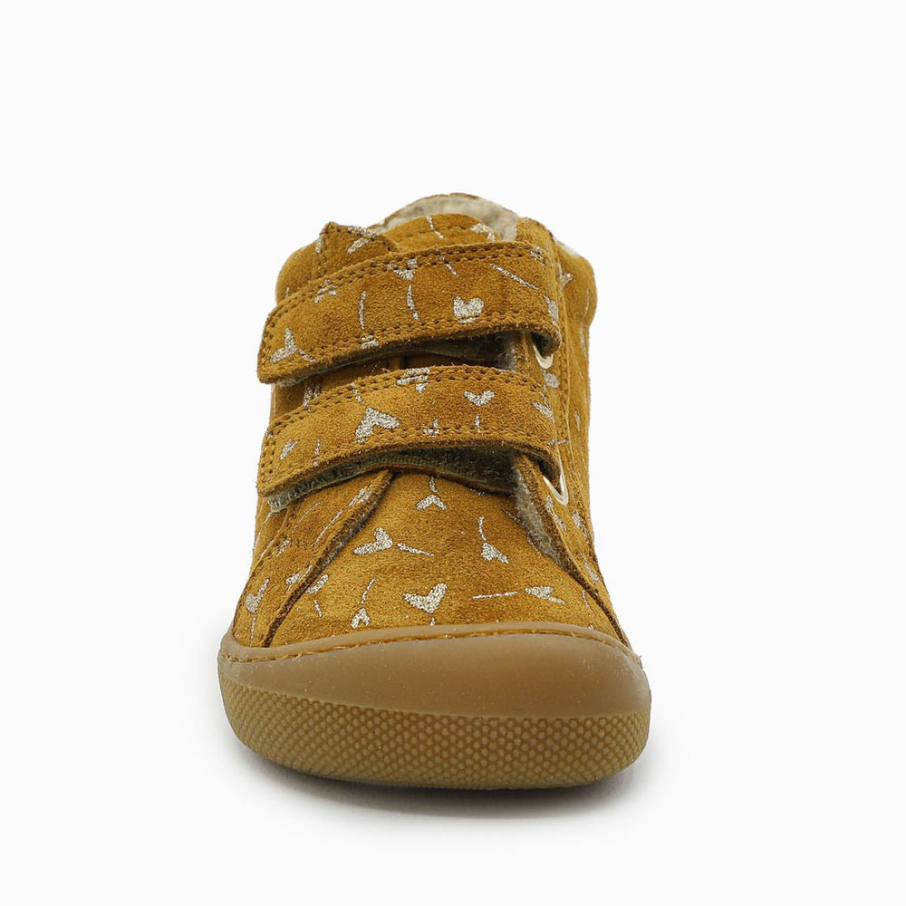 Naturino Barefoot Kommy Velcros Suede Glitter Flower Hearth Wool