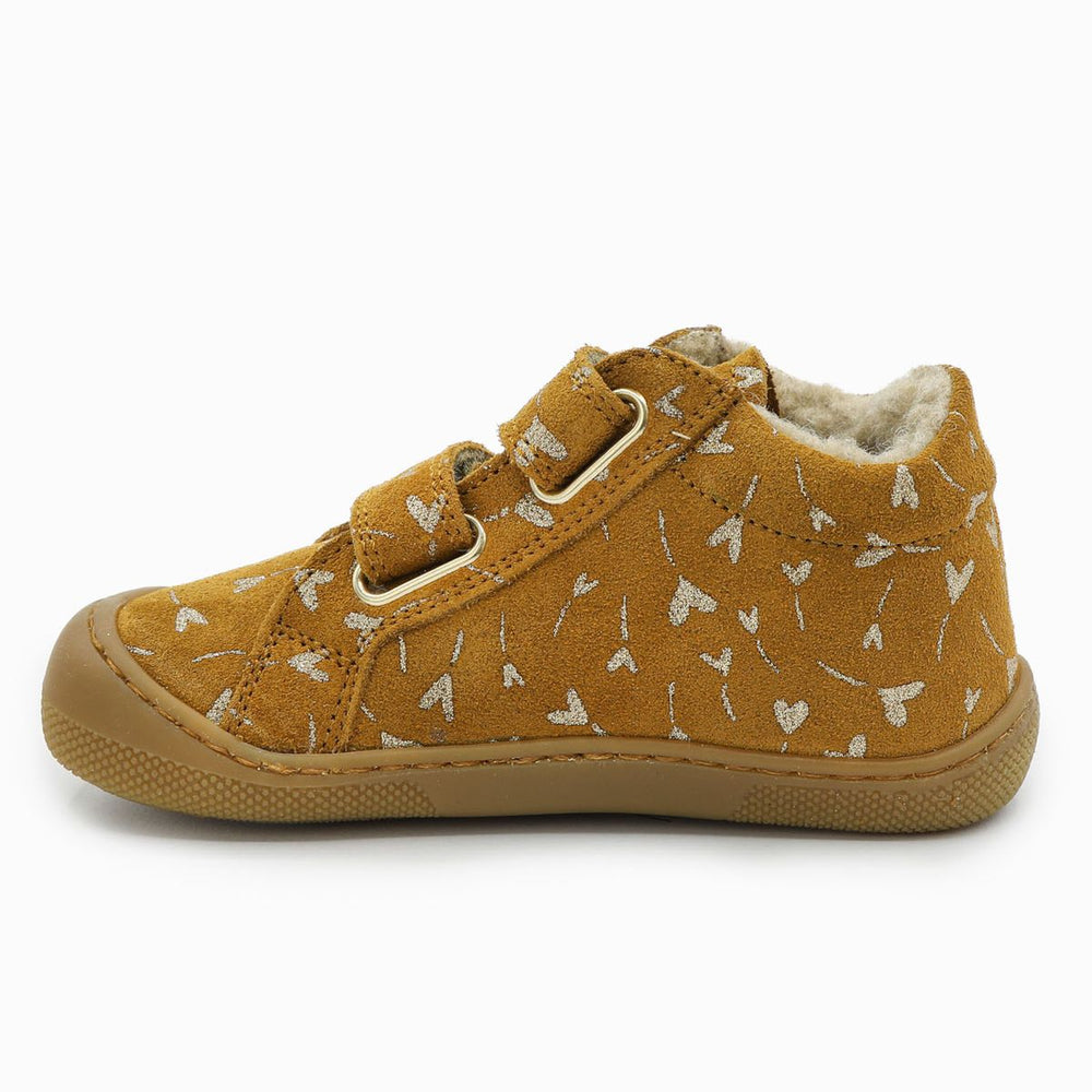 Naturino Barefoot Kommy Velcros Suede Glitter Flower Hearth Wool