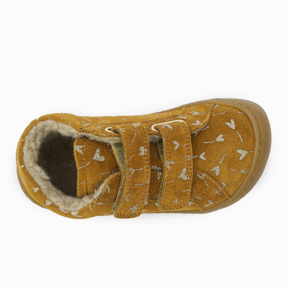 Naturino Barefoot Kommy Velcros Suede Glitter Flower Hearth Wool