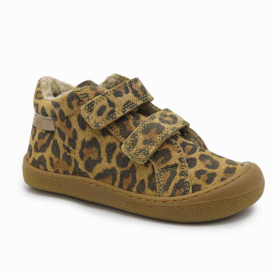 Naturino Barefoot Kommy Velcros Suede Jaguar Wool Brown