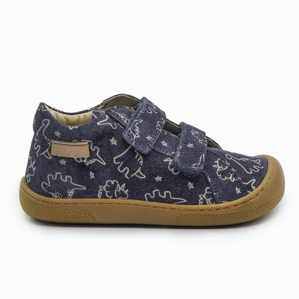 Naturino Barefoot Kommy Velcros Suede Soft Dino Navy