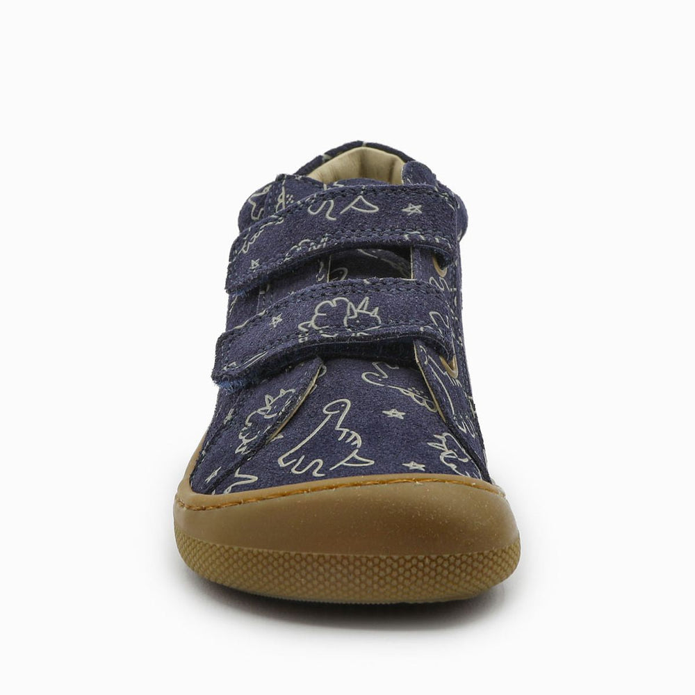 Naturino Barefoot Kommy Velcros Suede Soft Dino Navy