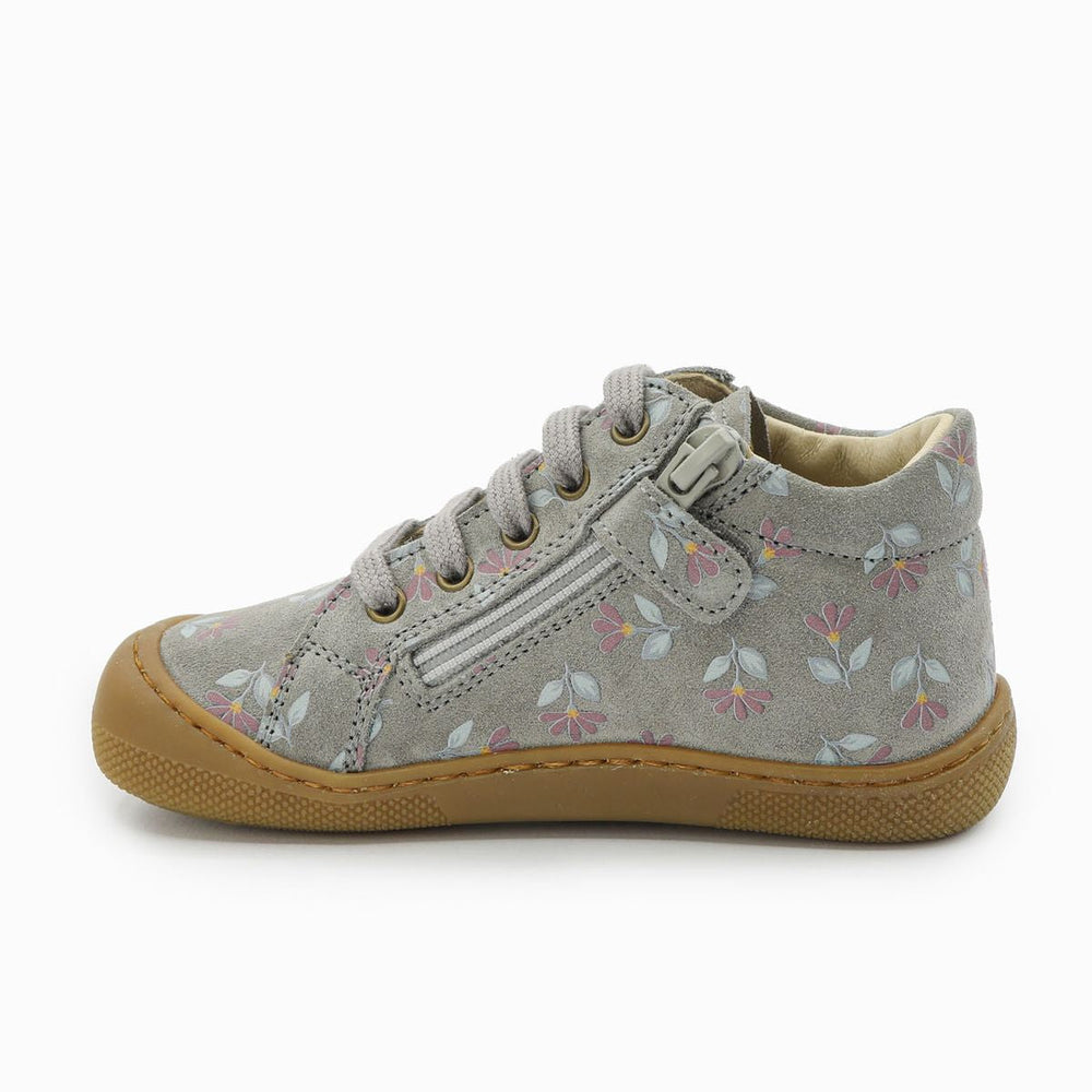 Naturino Barefoot Kommy Zip Suede Cyclamens Dark Grey