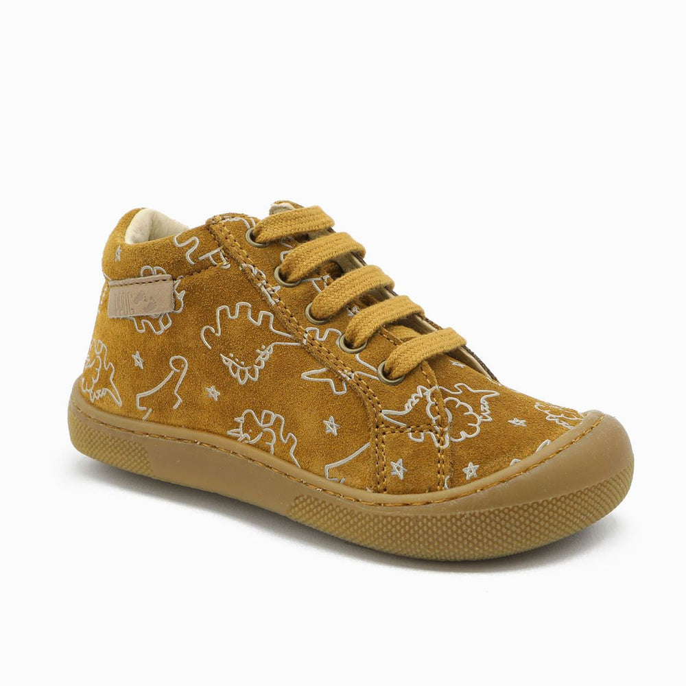 Naturino Barefoot Kommy Zip Suede Dino Nocciola