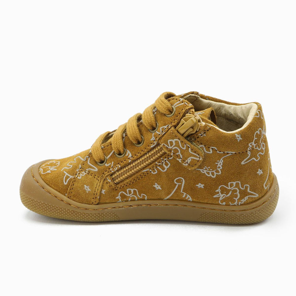 Naturino Barefoot Kommy Zip Suede Dino Nocciola