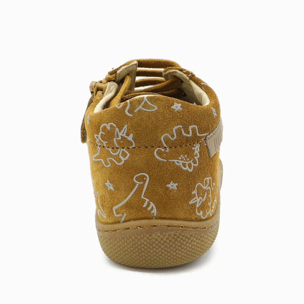 Naturino Barefoot Kommy Zip Suede Dino Nocciola