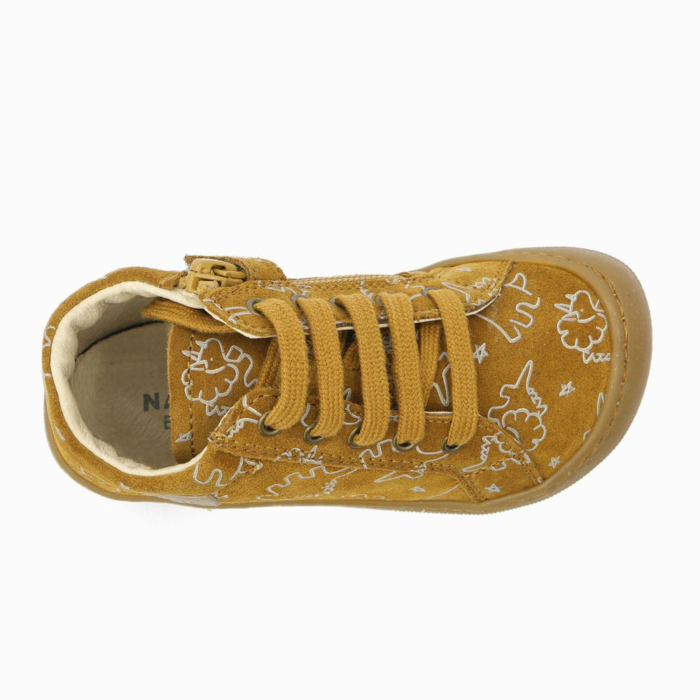 Naturino Barefoot Kommy Zip Suede Dino Nocciola