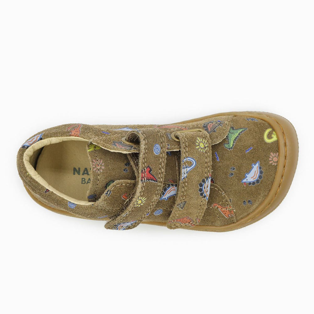 Naturino Barefoot Orec Velcros Suede Dinoland Light Brown