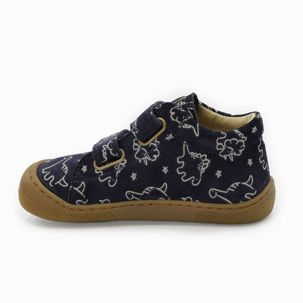 Naturino Barefoot Orec Velcros Suede Soft Dino Navy