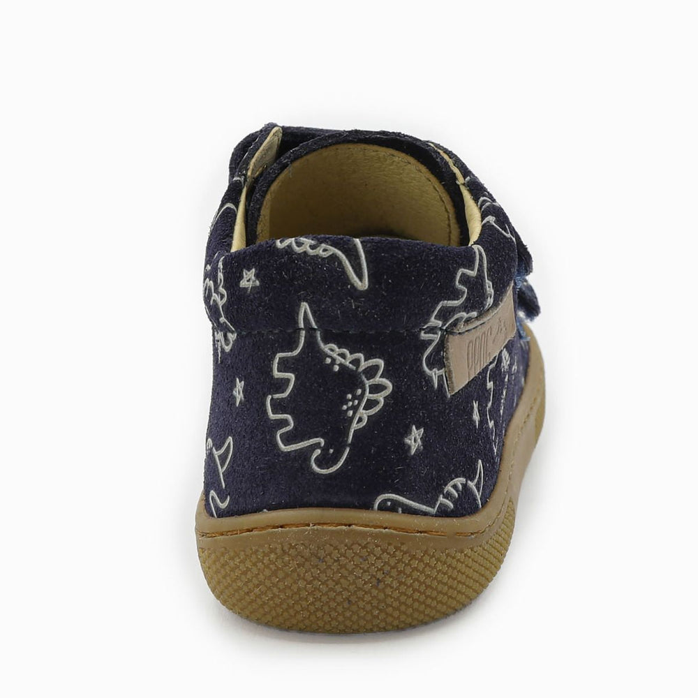Naturino Barefoot Orec Velcros Suede Soft Dino Navy
