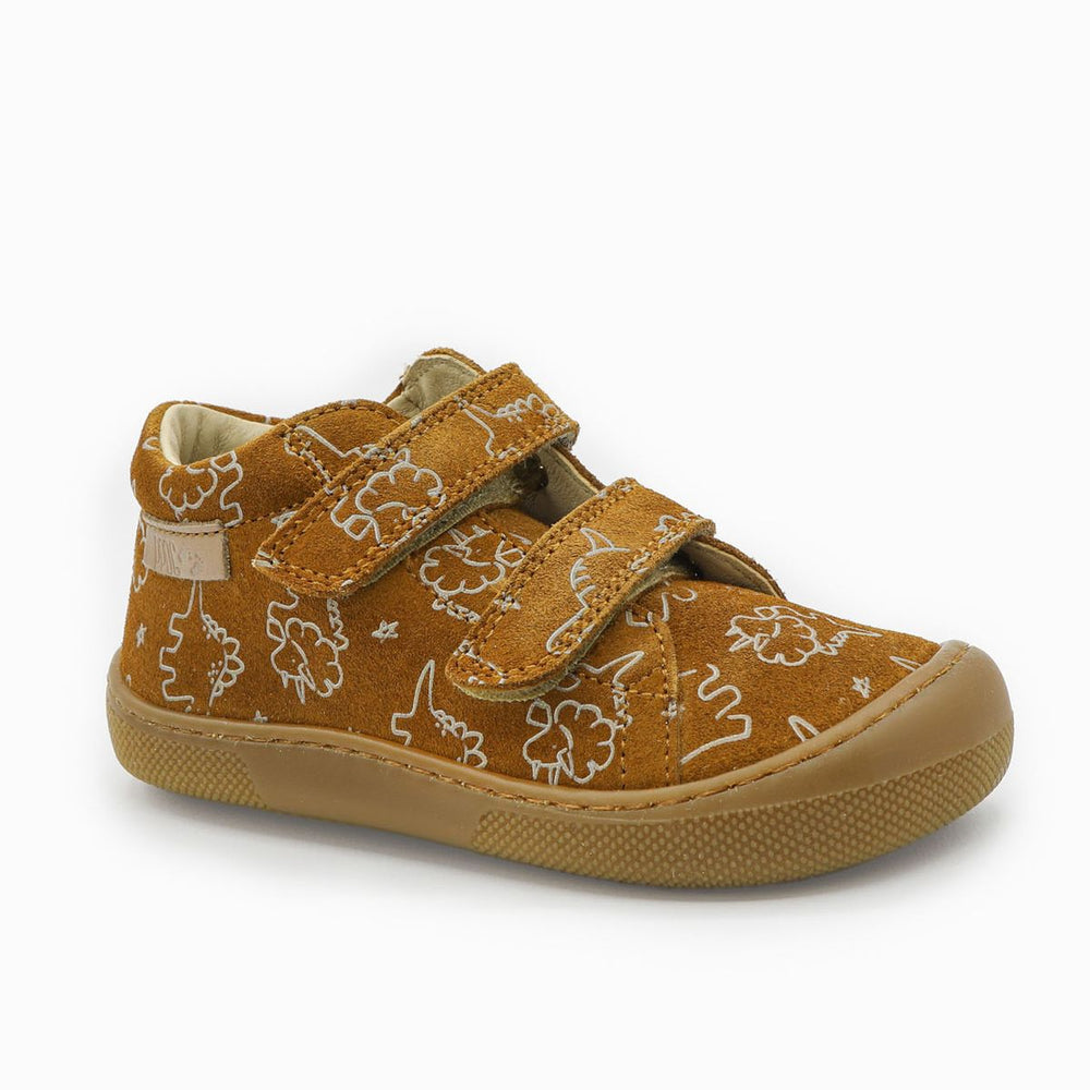 Naturino Barefoot Orec Velcros Suede Soft Dino Nocciola