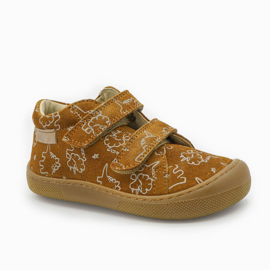 Naturino Barefoot Orec Velcros Suede Soft Dino Nocciola