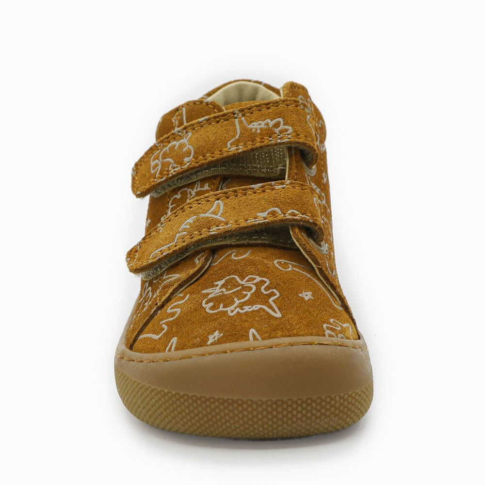 Naturino Barefoot Orec Velcros Suede Soft Dino Nocciola
