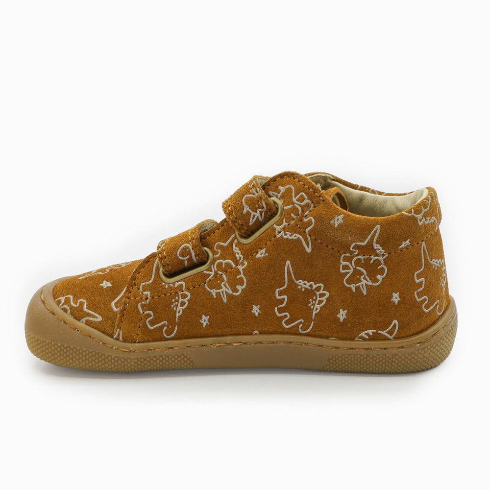 Naturino Barefoot Orec Velcros Suede Soft Dino Nocciola