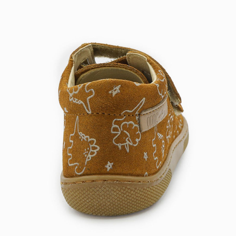 Naturino Barefoot Orec Velcros Suede Soft Dino Nocciola