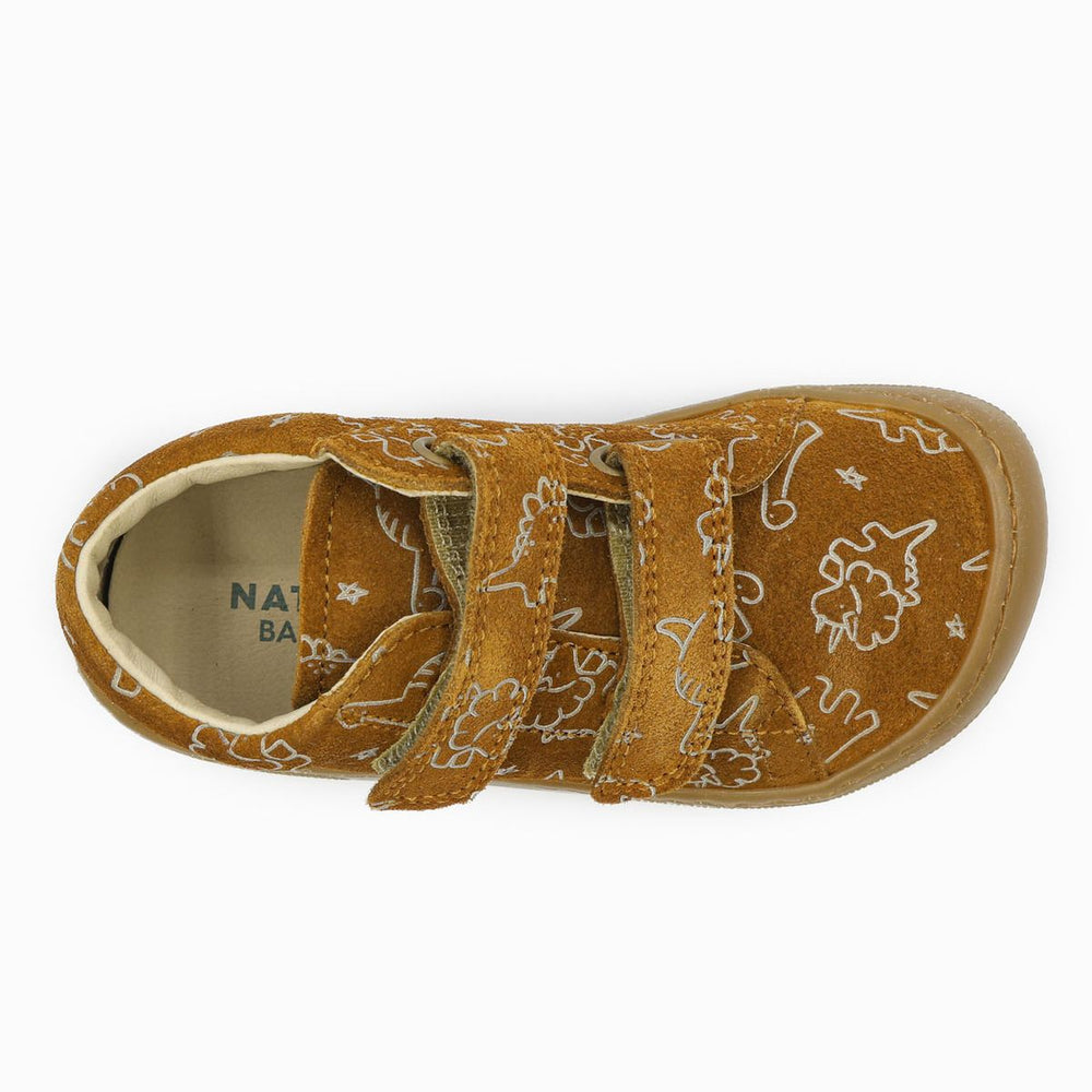 Naturino Barefoot Orec Velcros Suede Soft Dino Nocciola